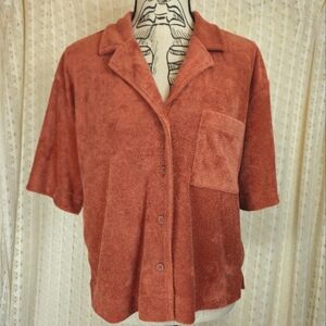 Gap Terry Cloth Crop Buttom Down Top Terracotta Size Medium
